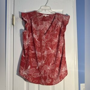Large Fun 2 Fun coral with flowered sleeveless top
